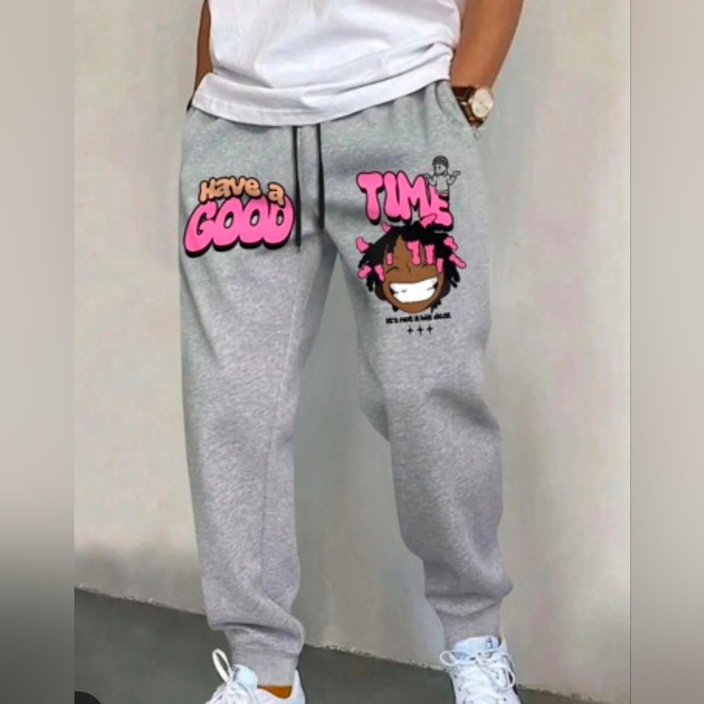 Manfinity Roughcore Men's Cartoon & Letter  Casual Sweatpants